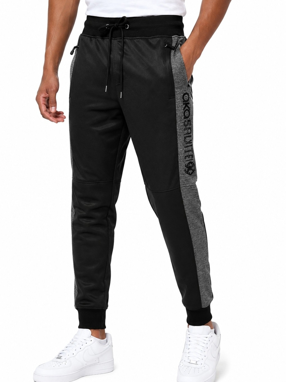 Akademiks Black Joggers with Gray Side Panels Drawstring Men's Size L